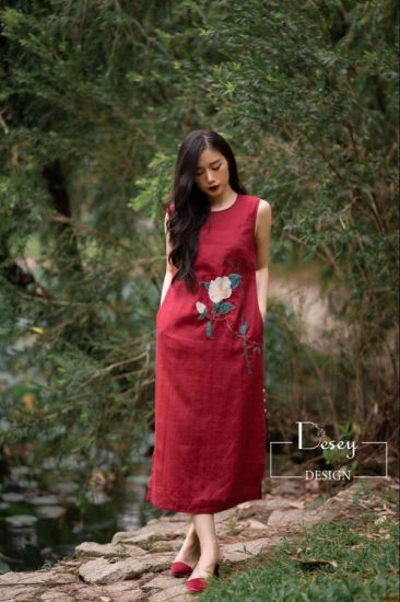 Đầm linen thêu Ngọc Hoa 