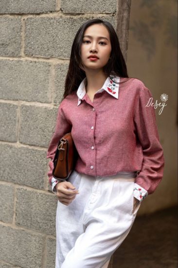 áo sơ mi linen thêu Rosie Shirt - Tiệm Desey