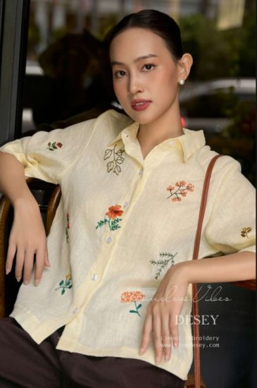 Áo Sơ Mi Linen Tưng Thêu Tay Lucy Shirt - Tiệm Desey