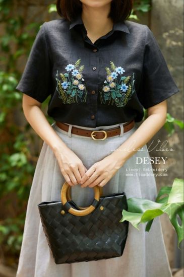 Áo Sơ Mi Linen Thêu Tay Luna Shirt - Tiệm Desey