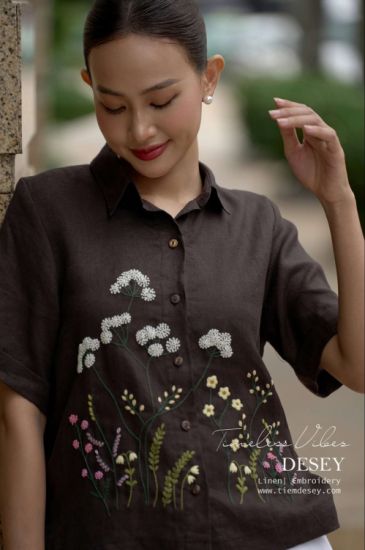 Áo Sơ Mi Linen Thêu Tay Donna Shirt - Tiệm Desey