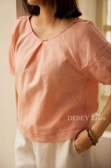 Áo Linen Tưng Cotton Thêu Đột Chỉ Mori Top - Tiệm Desey