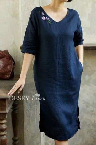 Đầm Linen Tưng Thêu Tay Chi Lan - Tiệm Desey