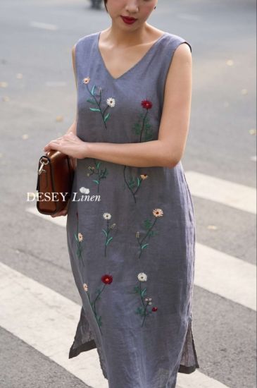 Đầm Linen Tưng Thêu Tay Tâm Chi - Tiệm Desey