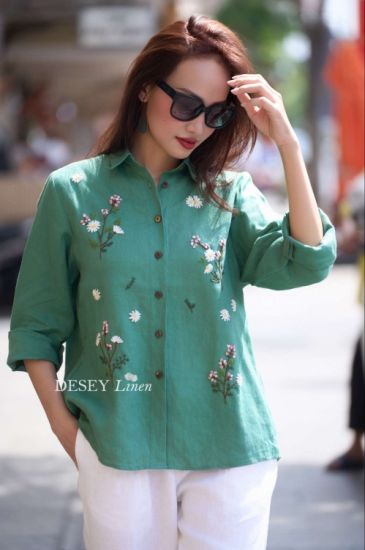 Áo Sơ Mi Linen Premium Thêu Tay Julia Shirt - Tiệm Desey